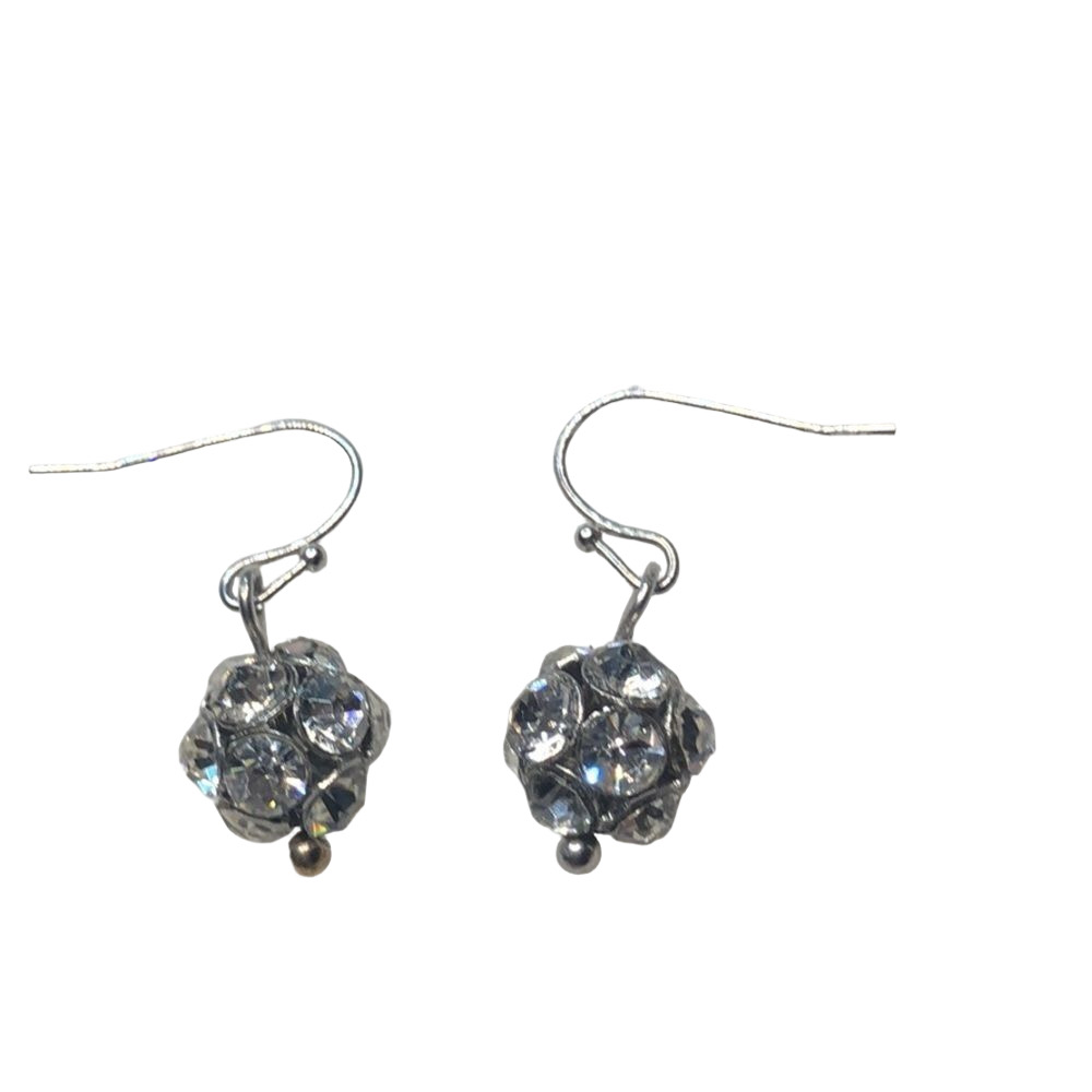 🍭6/$30 Rhinestone silver tone drop earrings